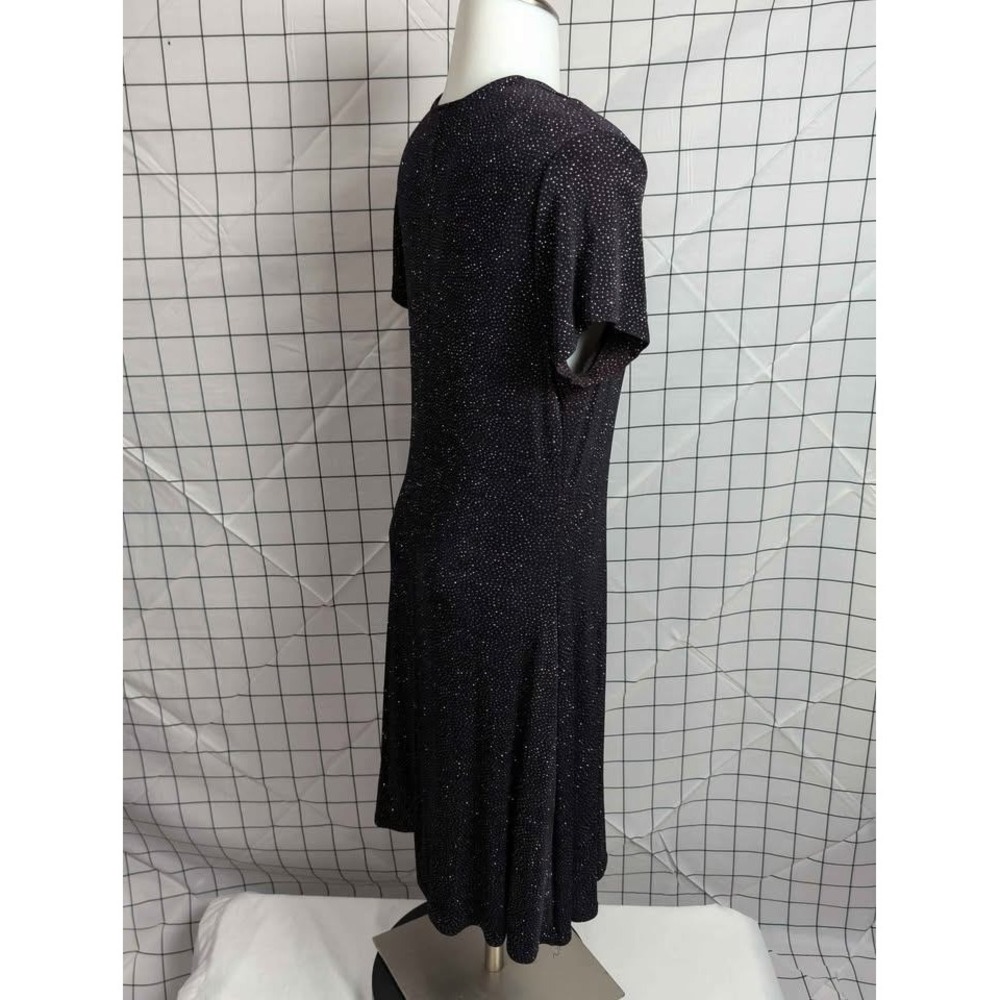 Maurices ~ Glitter Dot A-Line Dress ~ Size Large ~Black/Silver Short Sleeve Knit - Picture 9 of 10